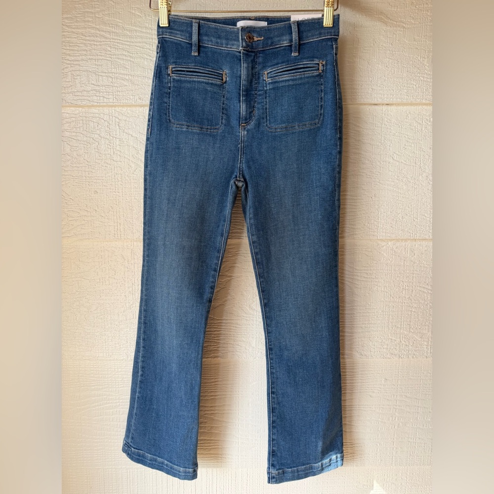 LOFT The Kick Crop High Rise Button Fly Crop Jeans Size 25/0 NWT Raw Hem Regular